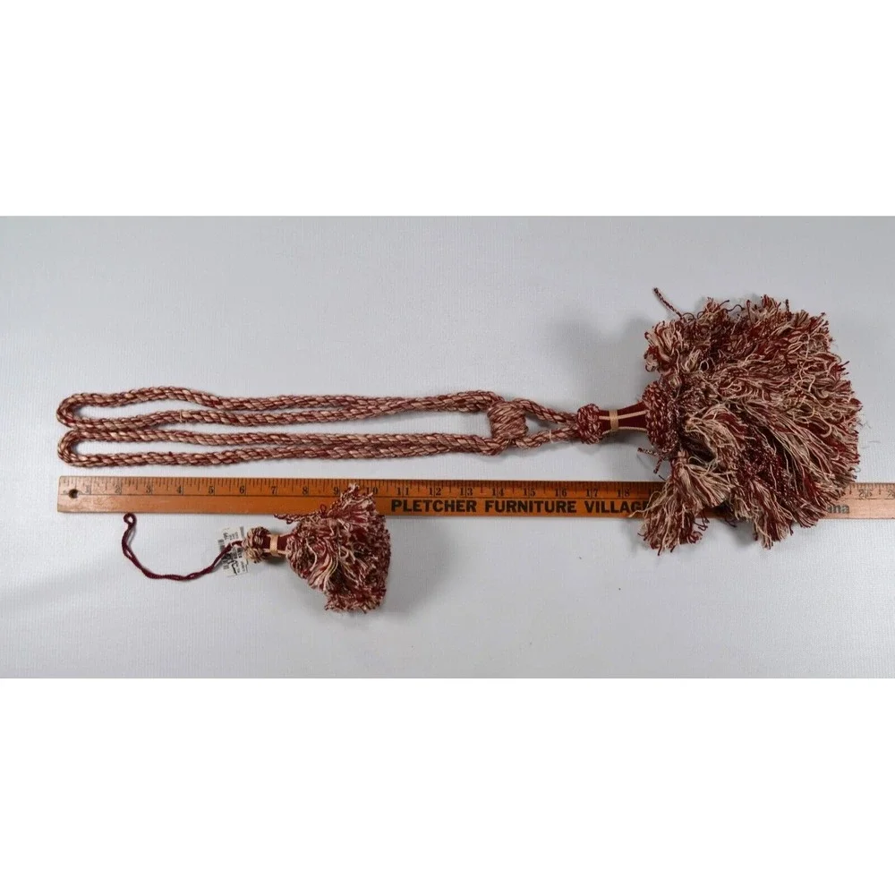 Lot of 4 Vintage Red & Ivory Drapery TieBacks Twisted Cord Regency‎ Shabby Chic